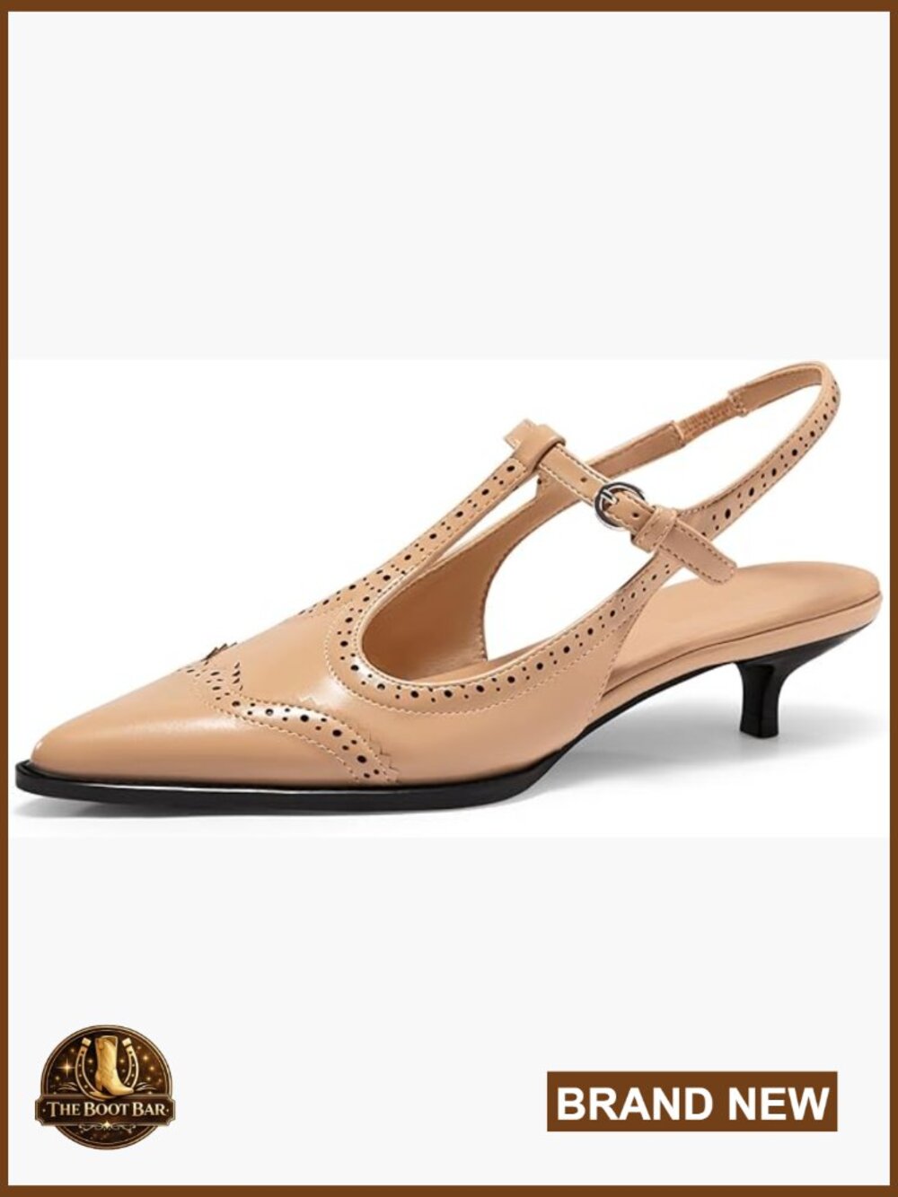 Slingback Kitten Heels Oxford T Strap Pumps Low Heel Pointed Toe Vintage Dress